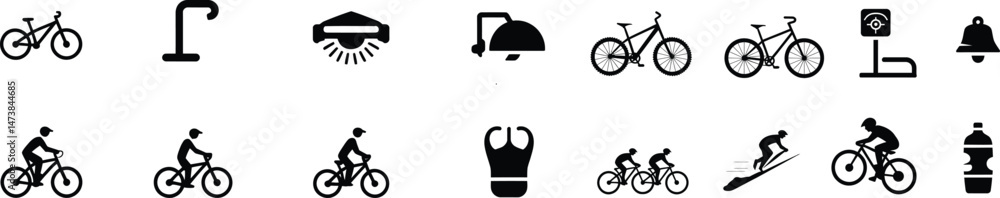Bicycle Icons – Solid Black Silhouette Vector Set Bicycle Icons – Solid Black Silhouette Vector Set