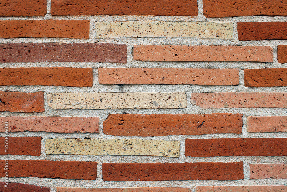 Obraz premium Mur de briques de couleur rouge, rose, orange