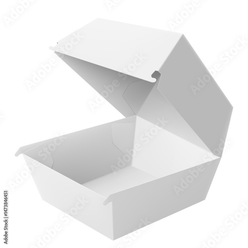 White Packaging Cardboard Box Mockup, Side View, Opened Lid, Isolated on White Background. For Software, electronic device and other products. Realistic 3d Vector Illustration
