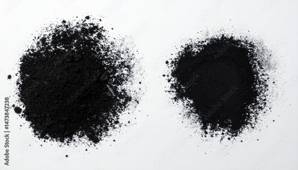 Fototapeta premium Exploring black powder variations laboratory setting scientific image clean environment close-up view material properties