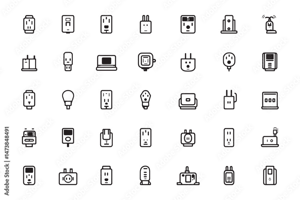 Smart Plug Smart Outlet Line Icon Smart Plug Smart Outlet Line Icon