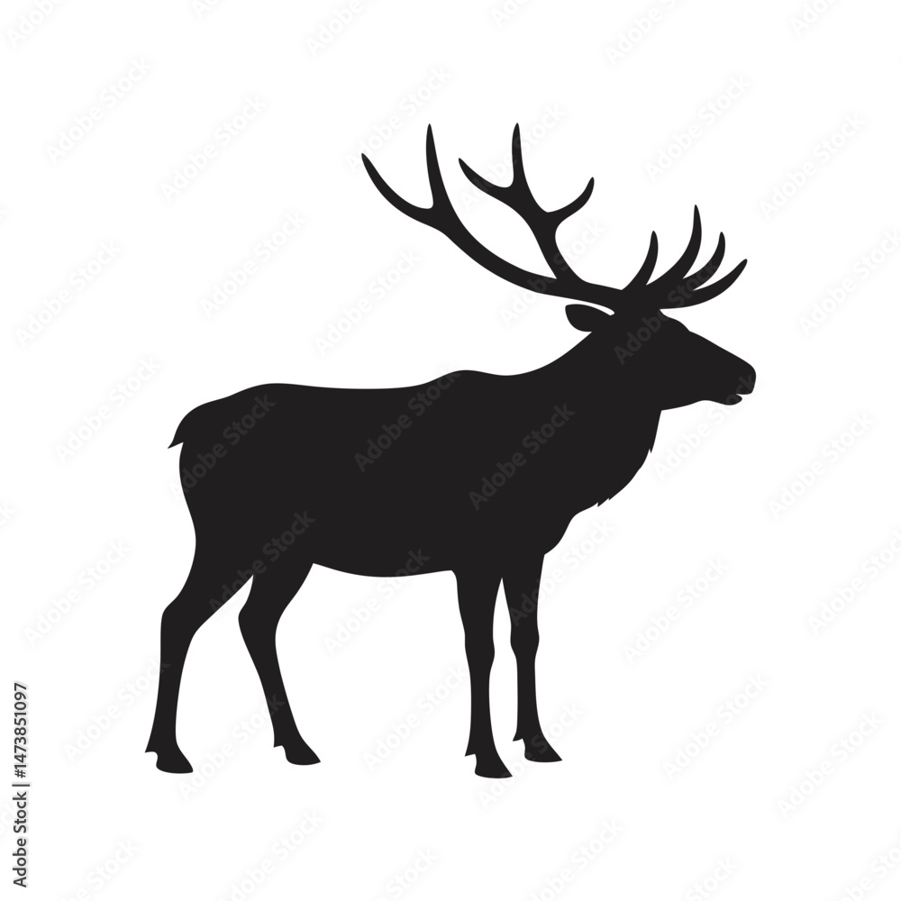 Obraz premium deer silhouette vector art illustration