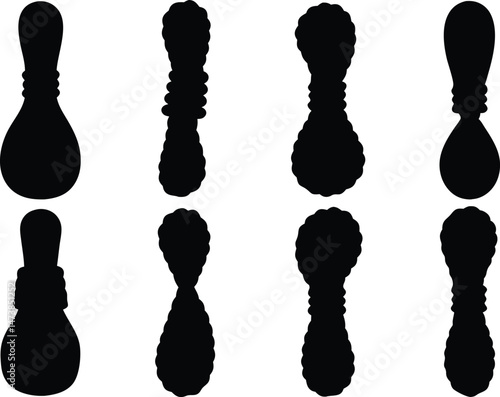 Climbing rope silhouette collection for mountaineering and adventure vector illustration