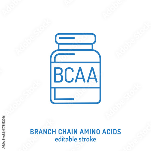 Linear vector icon of BCAA. Branched-chain amino acids symbol