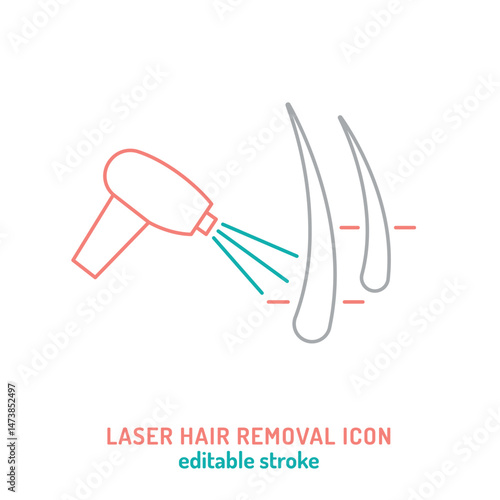 Laser hair removal icon. Editable stroke vector illustration