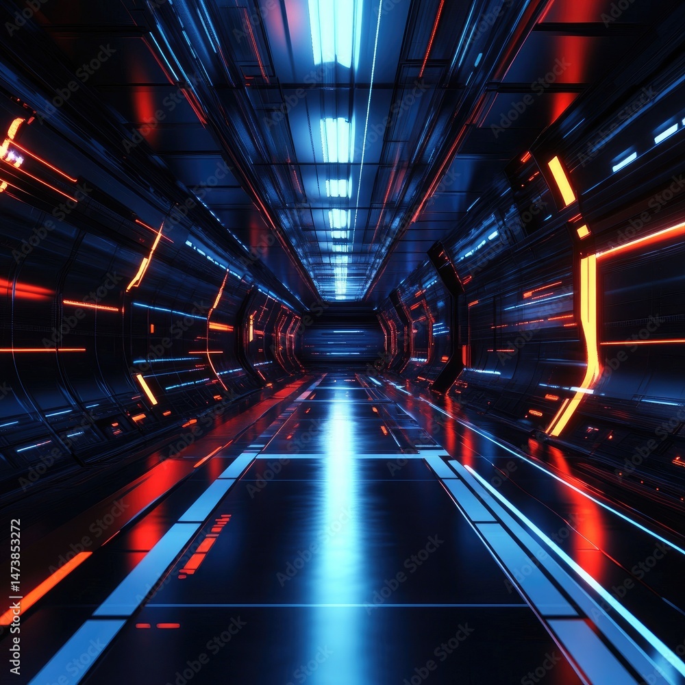 Futuristic tunnel with vibrant neon lights (5) Futuristic tunnel with vibrant neon lights (5)