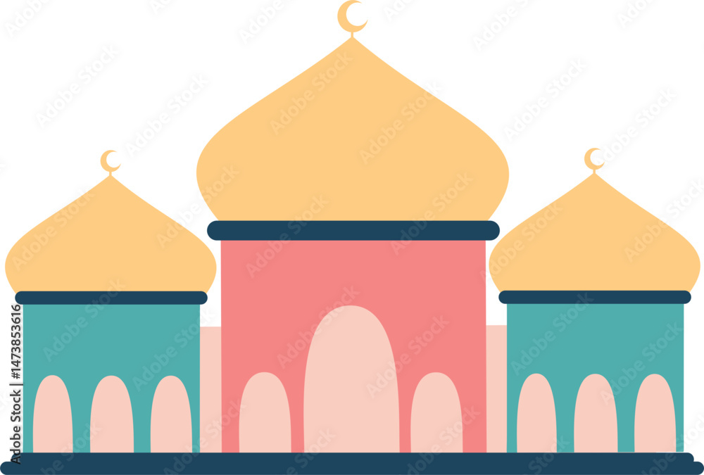 Colorful Mosque Illustration Colorful Mosque Illustration