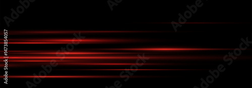 Red Glowing Light Streak with Horizontal Flare and Shine. Futuristic Neon Trail Effect with Bright Glow and Beam Overlay on Transparent Background for Modern Technology or Abstract Design