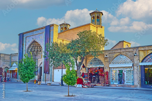 The scenic portal of Vakil Mosque and shops of Vakil Bazaar, Shiraz, Iran