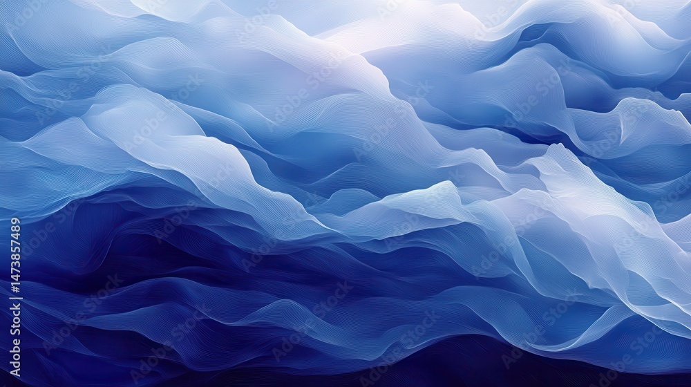 Obraz premium Abstract blue and white layered waves