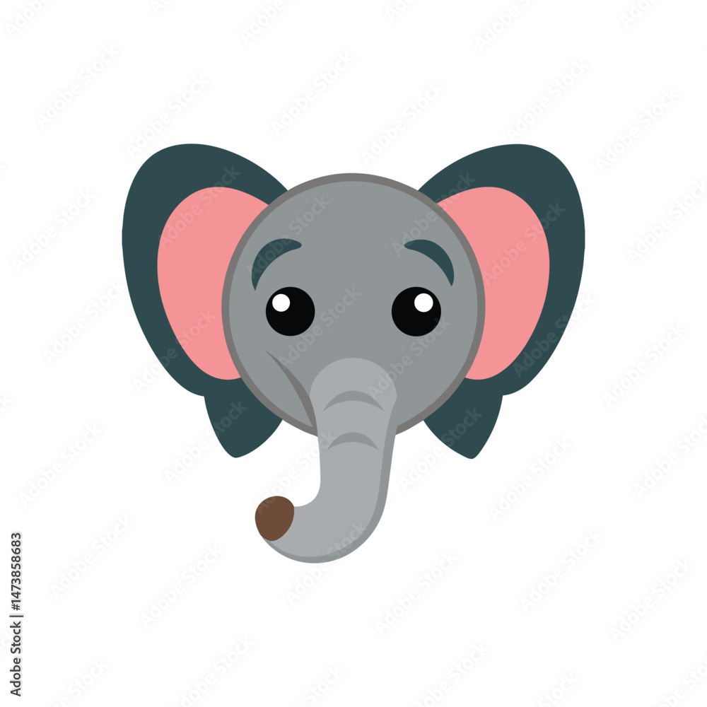 Naklejka premium Flat and Minimal cut elephant head logo vector illustration isolated on white background