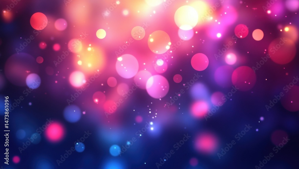 Abstract bokeh of vibrant, colorful lights. Soft, diffused glowing circles in shades of pink, orange, purple, and blue on a dark background Abstract bokeh of vibrant, colorful lights. Soft, diffused glowing circles in shades of pink, orange, purple, and blue on a dark background