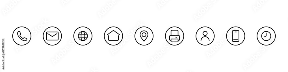 Obraz premium Contact icons. Contact sign vector set. Telephone number symbol. Email logo. Mail envelope sign. Location address line icon set. Contact us icon minimalistic set.