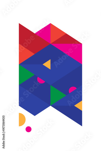 Geometric poster. Abstract composition with geometric pattern and elements on the white background