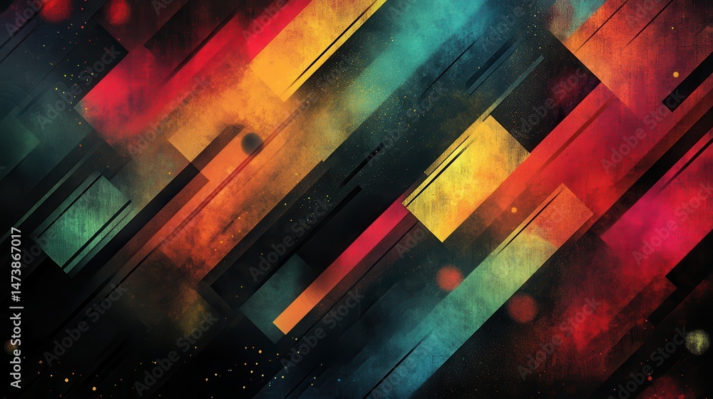 Naklejka premium Abstract design with vibrant color streaks and shapes