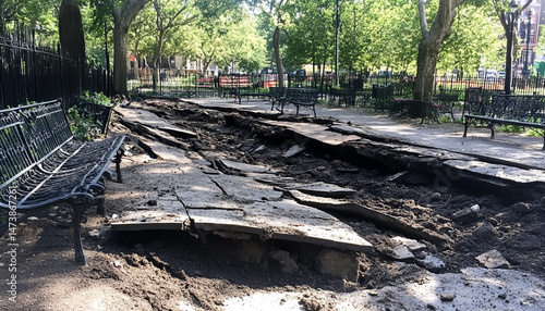 Wallpaper Mural Photo of large cracks in a park sidewalk caused Torontodigital.ca