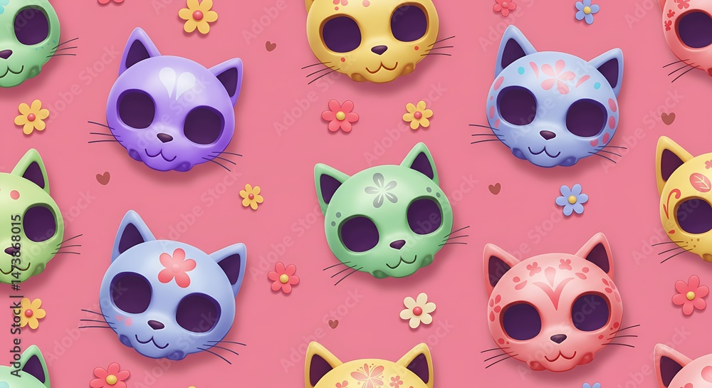 Sugar Skull Kitties Bloom AI Generated Sugar Skull Kitties Bloom AI Generated