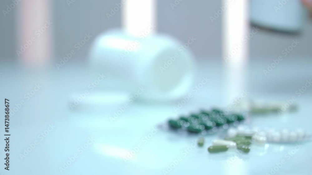 Pharmaceutical medicine concept, Man taking various pills on male hand pouring tablets from meds bottle. Taking medicine, health care and treatment concept. Pharmaceutical medicine concept, Man taking various pills on male hand pouring tablets from meds bottle. Taking medicine, health care and treatment concept.