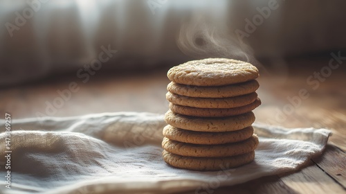 Wallpaper Mural Fresh ginger snap cookies just baked and stacked with aromatic steam rising.
 Torontodigital.ca