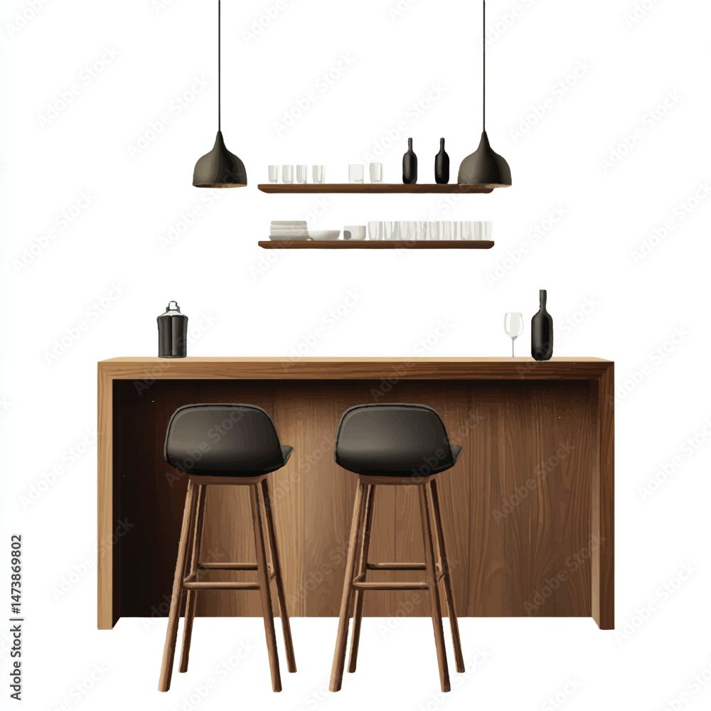 Fototapeta premium a bar stool next to a high kitchen island