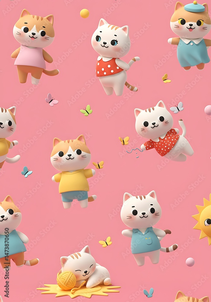 Obraz premium Pastel Purr-adise AI Generated