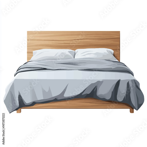 bed with soft duvet and wooden headboard
