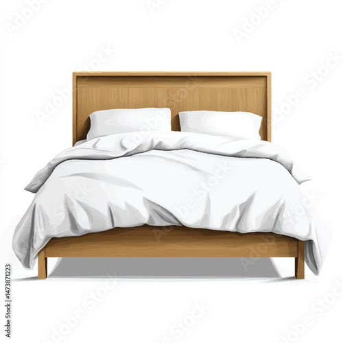 bed with soft duvet and wooden headboard