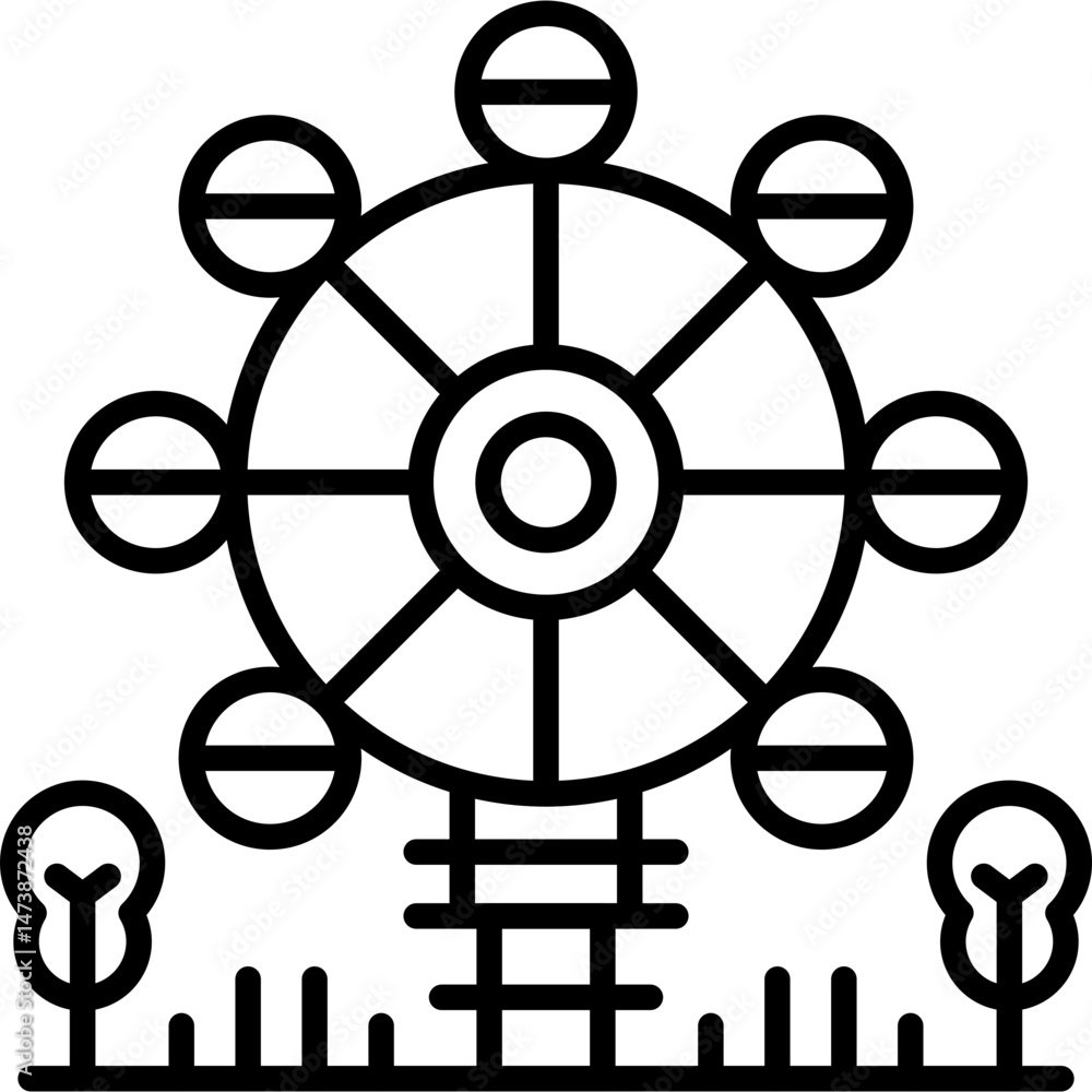 Obraz premium Ferris Wheel Icon Vector Element