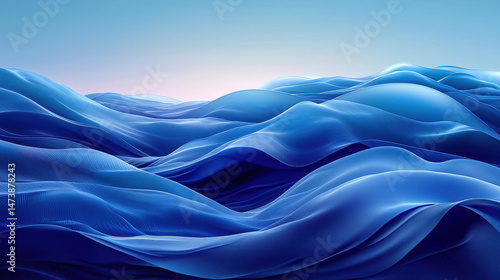 Elegant 3D waves create an impressive simplistic landscape with a realistic surface texture, presented in high resolution 4K and soft side angle lighting.
