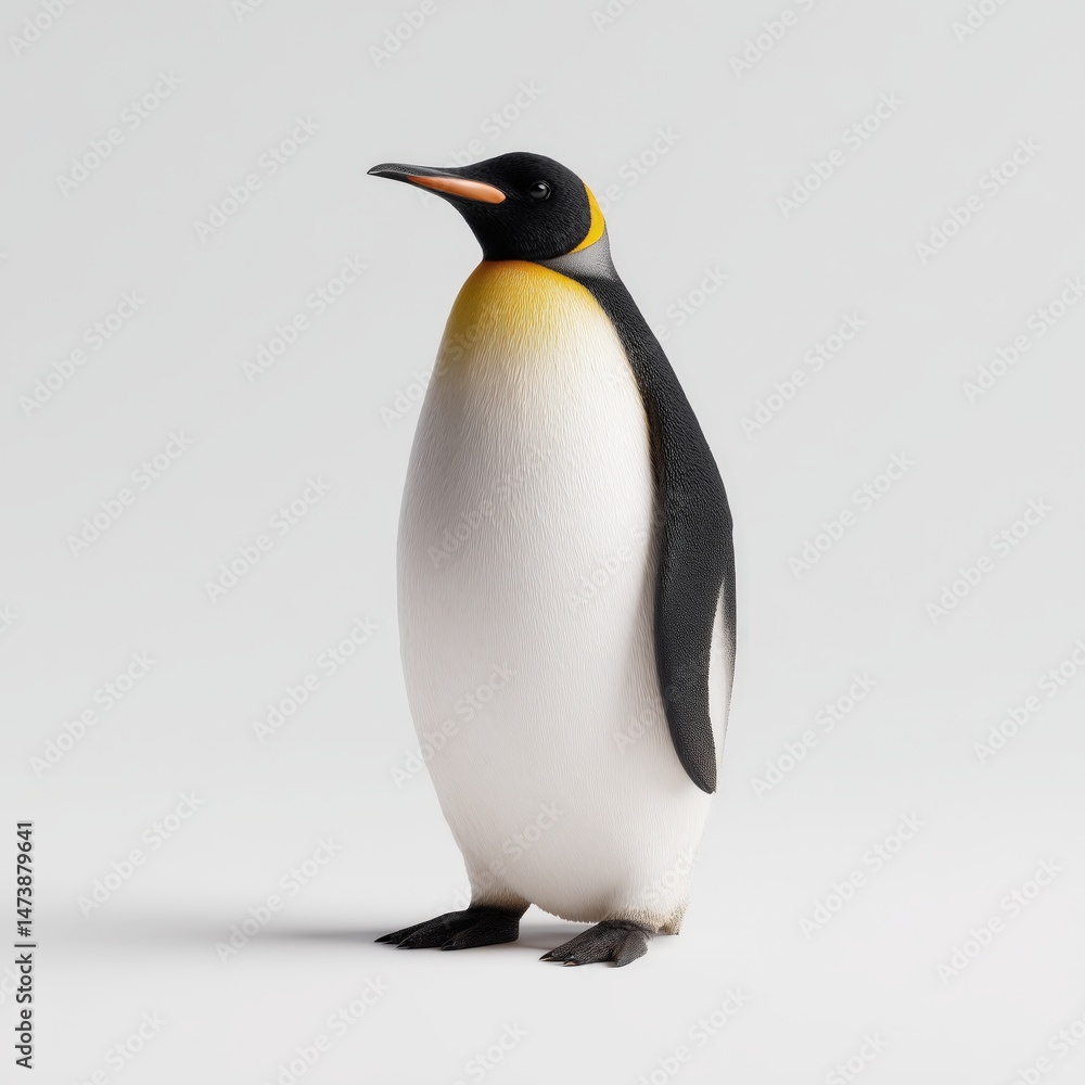 Fototapeta premium Majestic Emperor Penguin Standing on White Background