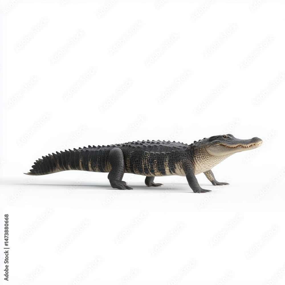 Standing Alligator on White Background Standing Alligator on White Background