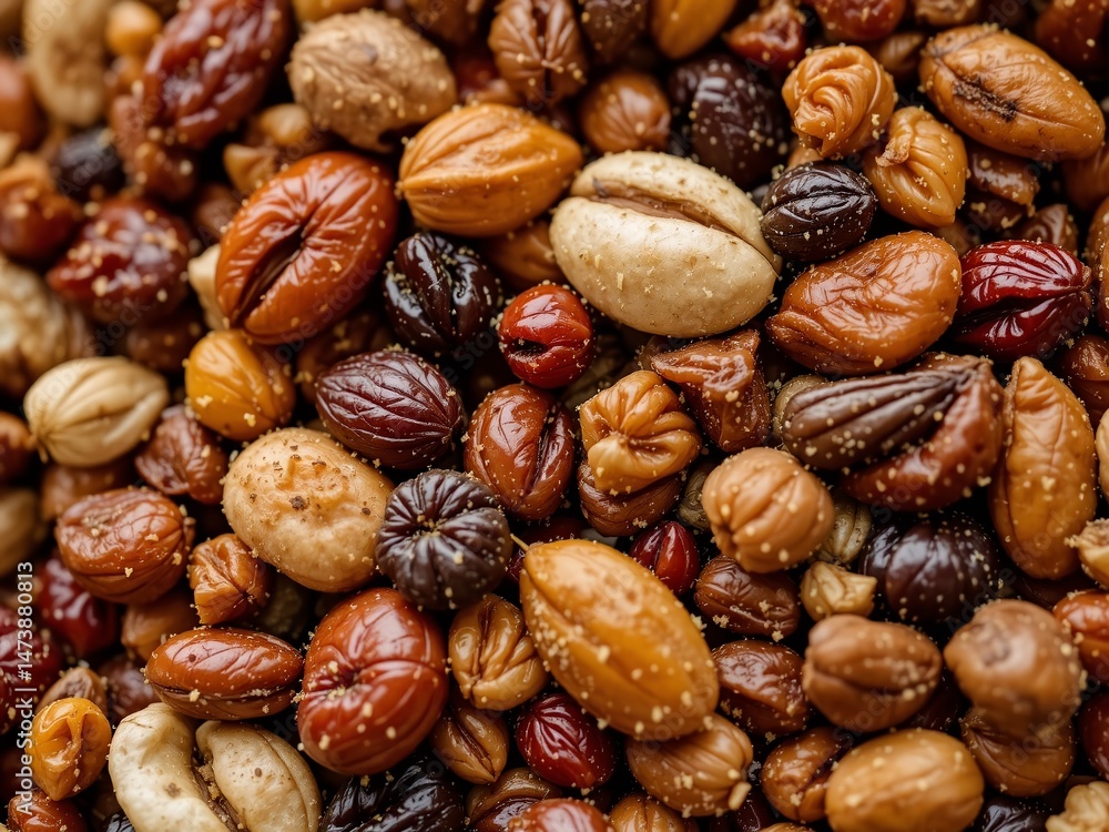 Delicious Mix of Nuts and Dried Fruits Close-Up Delicious Mix of Nuts and Dried Fruits Close-Up