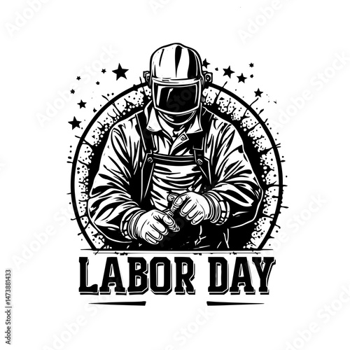 Happy labors day celebration icon vector 