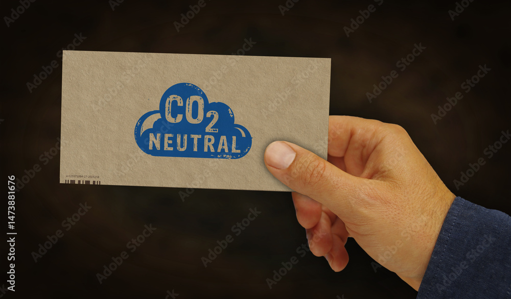 CO2 neutral eco friendly box pack 3d illustration