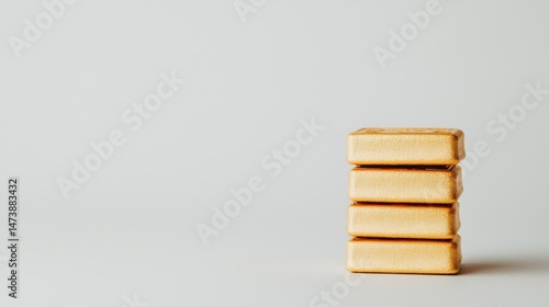Gold Bars Stacked on Neutral Background for Financial Concepts