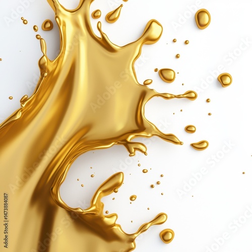 Golden Liquid Splash on White Background for Creative Designs