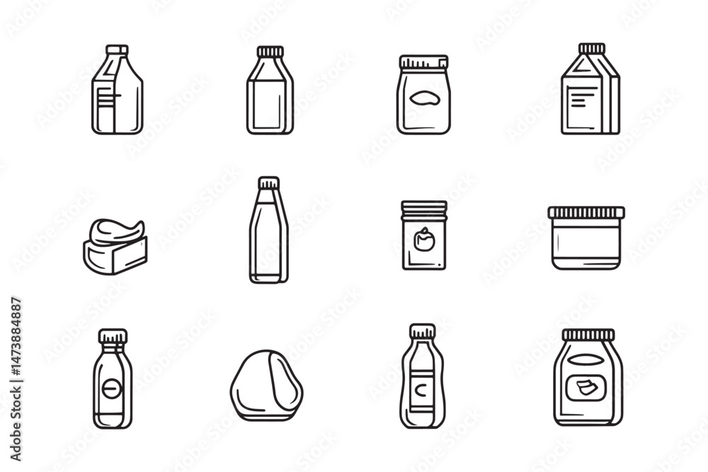 Sour cream modern line art collection Sour cream modern line art collection