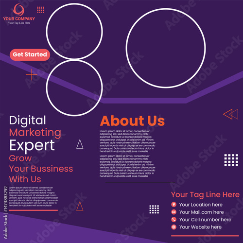 digital marketing business tips grow your business with us social media poster design vector design  
