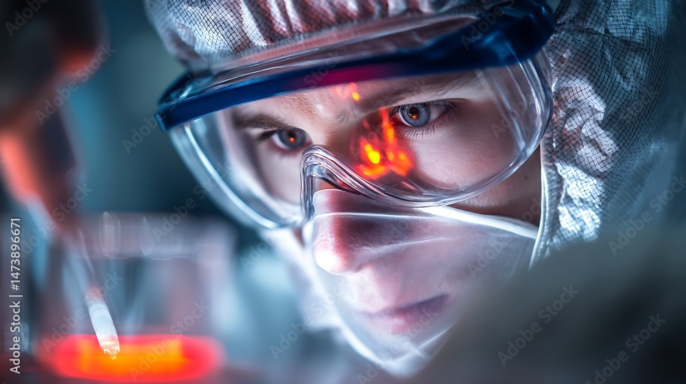 Scientist's focused work on research Scientist's focused work on research