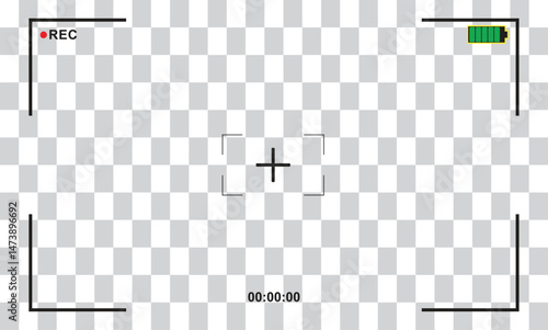 Photo camera frame viewfinder Video recording screen Modern focusing screen Vector illustration on black background
