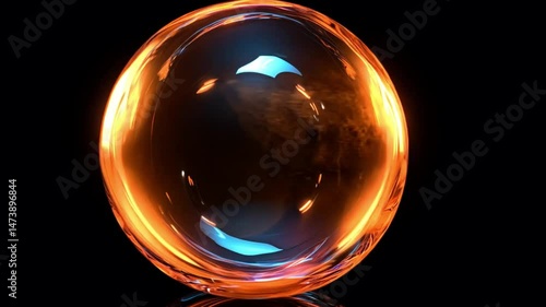 Glowing Orb: A Mystical Sphere of Orange and Blue Hues