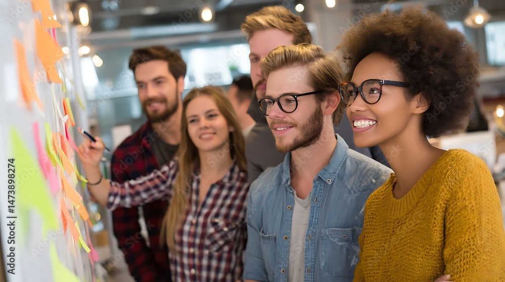 A team of diverse colleagues collaborating in modern office A team of diverse colleagues collaborating in modern office