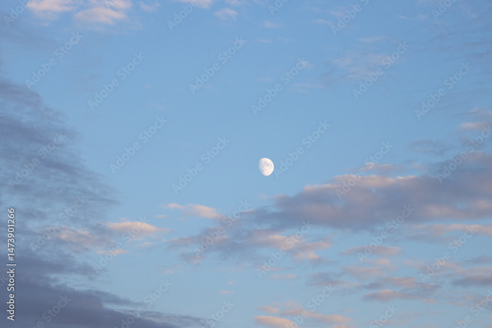 minimalist evening sky with moon and clouds minimalist evening sky with moon and clouds
