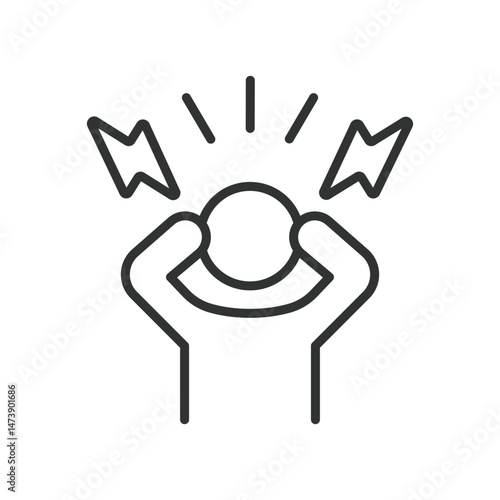 Stress, icon in line design. Stress, anxiety, mental pressure, burnout, emotional tension, overwhelmed, psychological strain on white background vector. Stress, editable stroke icon