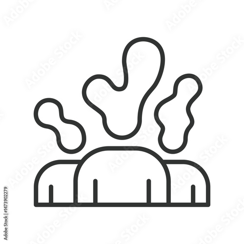 Schizophrenia, icon in line design. Schizophrenia, hallucination, delusion, psychosis, mental disorder, paranoia, cognitive disorganization on white background vector. Schizophrenia, editable stroke