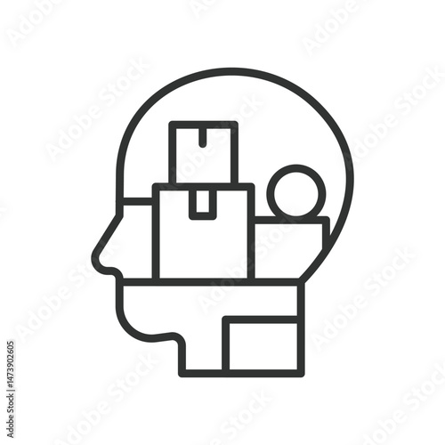 Hording, icon in line design. Hoarding, clutter, compulsive behavior, disorder, excessive accumulation, mental health, storage on white background vector. Hording, editable stroke icon