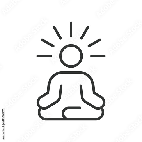 Mindfulness, icon in line design. Mindfulness, meditation, awareness, focus, presence, clarity, zen on white background vector. Mindfulness, editable stroke icon
