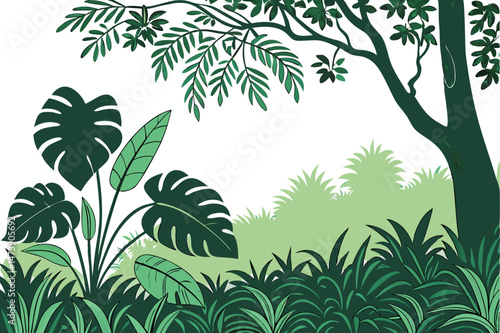 108 lush green foliage, tropical leaves, dense plant growth, vibrant greenery, botanical background, natural texture, verdant vegetation, abundant foliage, thriving nature, flourishing plants