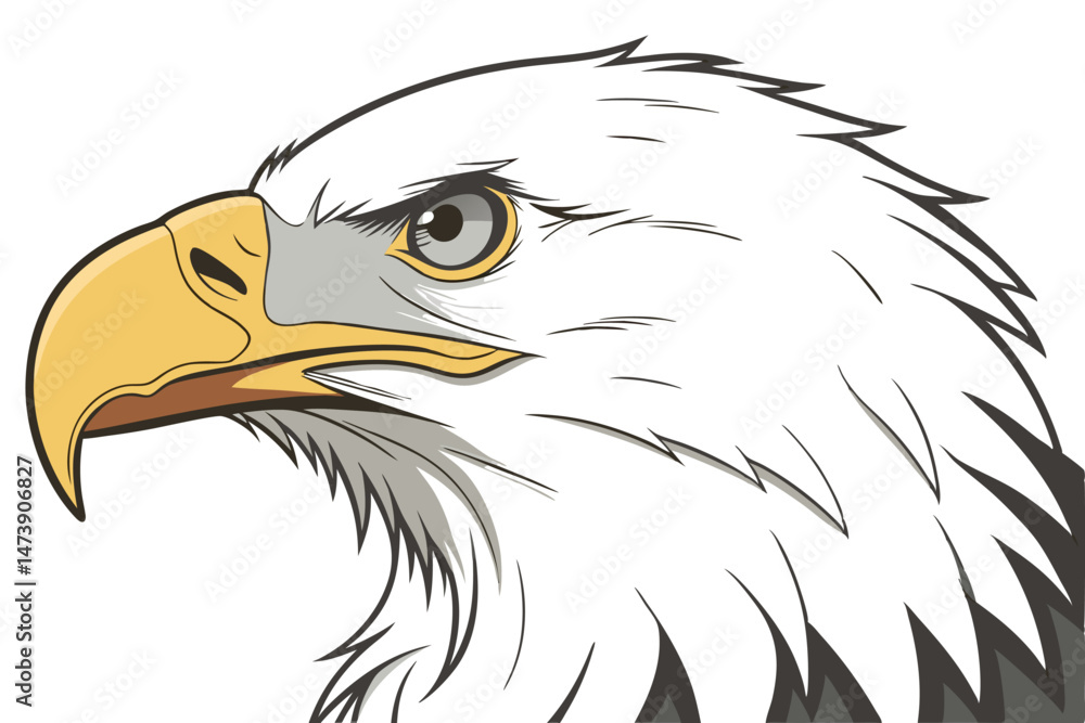 Fototapeta premium 109 white feathered bird, close-up portrait, expressive eyes, striking beak, vibrant yellow, detailed plumage, sharp focus, isolated on white background, photorealistic, high resolution