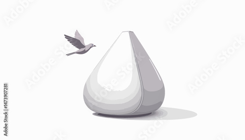 Sleek smart speaker with bird activation, modern minimalist design